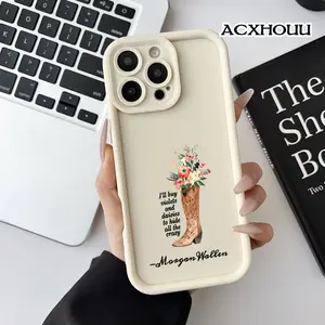 Softcase for iPhone 17 16 E Pro Max 15 Plus 14 13 12 11 XS XR Morgan Wallen Cowboy Boot Floral Coquette Pastel Design Shockproof Lightweight Protective Case