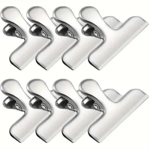 Stainless Steel Bag Sealing Clip, 8 Counts Snack Moisture-proof Sealing Clip, Multifunctional Organizing File Clip, Office Stationery & Supplies, Multifunctional Use
