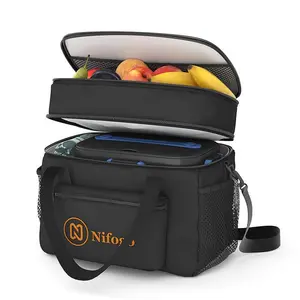 Lunch Bag Double Deck Multi functional lunch bag 15L- Leakproof Insulated Soft Large Adult Insulated Lunch Bag, Holds Anything Insulated Bag, Tote fit  fresh large lunch bag lunch box tote bag