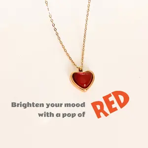 Ruby-Red Heart Pendant in Gold - Vibrant Red Hue, Dainty & Durable- romantic gifts for her #gold-plated chain #anniversary jewelry #elegant everyday jewelry