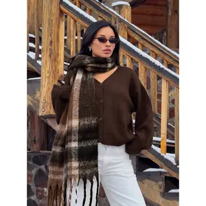 Eartha V Neck Knit Sweater Brown