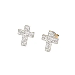 a selling crucifix earrings silver needle high fashion atmosphere micro inset zircon golden plated earrings