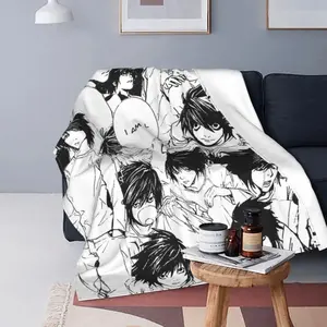 Death Note Lawliet L Collage Blanket Ultra Soft Flannel Fleece Cozy Warm Bedroom Couch Sofa Bedspread Throw Decor Birthday Gift Christmas Gift for Anime Fans Teens Men Women Kids Detective Mystery Style
