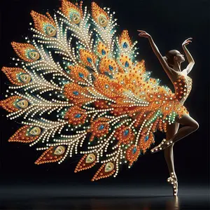 Elegant Peacock Design Animals Ballerina Diamond Painting Kit, Beginner & Adult Handmade 5D DIY Art Craft, Unframed Home Wall Decor, 30x30cm