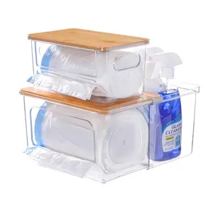 Trash Bag Dispenser Holder - 3 in 1 Acrylic Plastic Garbage Bag Pantry Organizer, Clear Large Laundry Pods Container with Lid, Stackable Under Sink Kitchen Laundry Room Organization and Storage