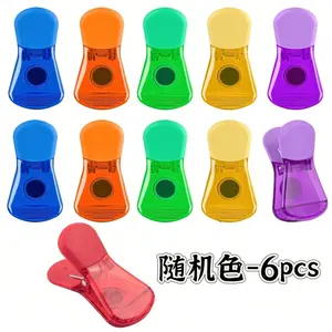 6pcs Chip Clip Bag Clips, Portable Snack Bag Sealing Clips, Food Storage, Various Sizes, Colorful Refrigerator Magnetic Clips, Kitchen Organizer, Kitchen Organization, Kitchen Gadget