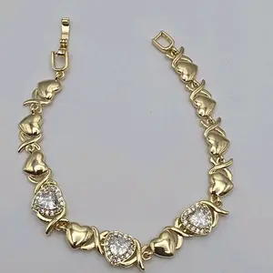 Heart's fashion bracelet gold  color with stone's gold-plated exquisite jewelry
