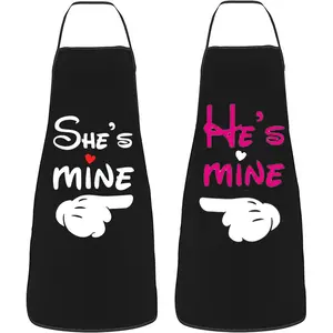 Couples Apron Set for Kitchen Matching Letters Printed Cooking Bibs Couple Aprons Home Use