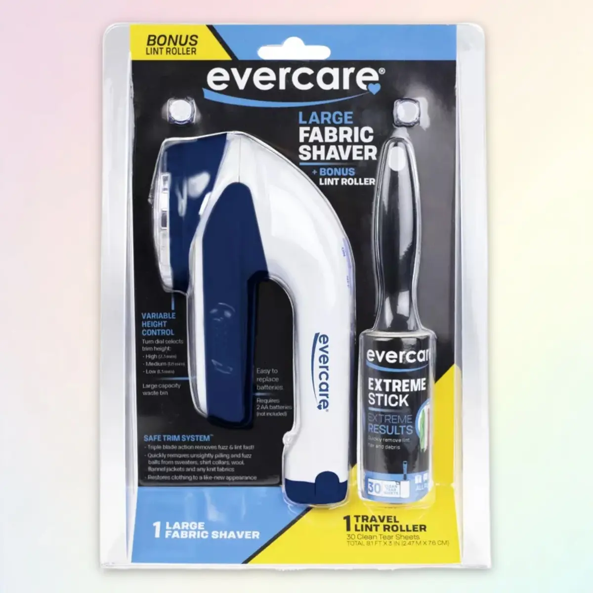 Evercare Fabric Shaver with Travel Roller - for Pill Removal, Clothes Furniture