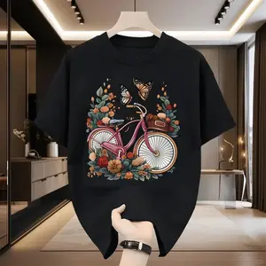 Korean Style Oversized Graphic T-shirt for Men Women Cotton Fabric Round Neck Black Shortsleeve Breathable Casual Streetwear Top