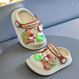 ERT-1 Pair of Cute Capybara Closed Toe Slip-On Clogs with Charms, Lightweight, Anti-slip, Breathable Design - Ergonomic, Perfect for Youngsters & Youngsters, Ideal for Summer, Outdoor, Beach, Play, Beach Footwear |       Playful Design |       EVA Materia