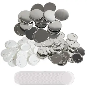200 Sets 3 inch 75mm Back Button Parts, Round Button Badge Parts, Set Includes Metal Top, Plastic/Metal Button, Clear Film, and Blank Paper For Gifts Presents, Machine NOT Included
