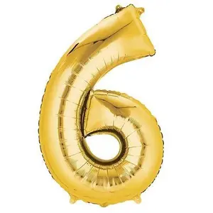 Number 6 Gold Foil Balloon 14" in each. 35063-14