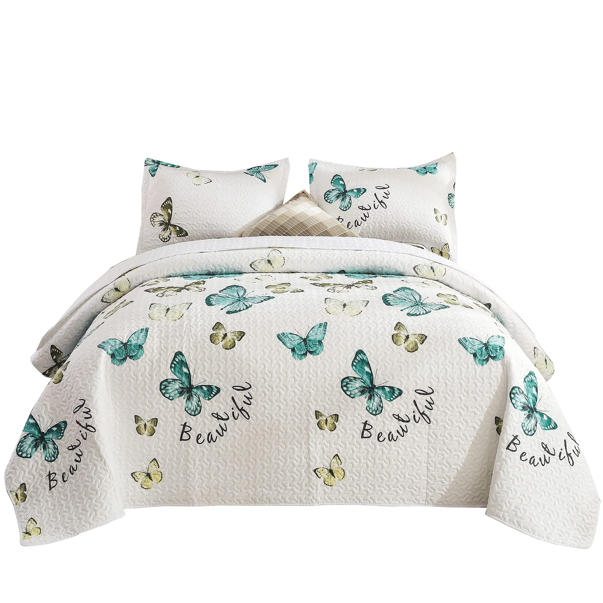 Kindred Home Christmas Quilt Set Bedspread - Summer Quilt Lightweight Microfiber Bedspread Marine, Rustic Christmas Santa Tree Snowman Pattern Print Suitable for All Seasons (bf-White, Queen)