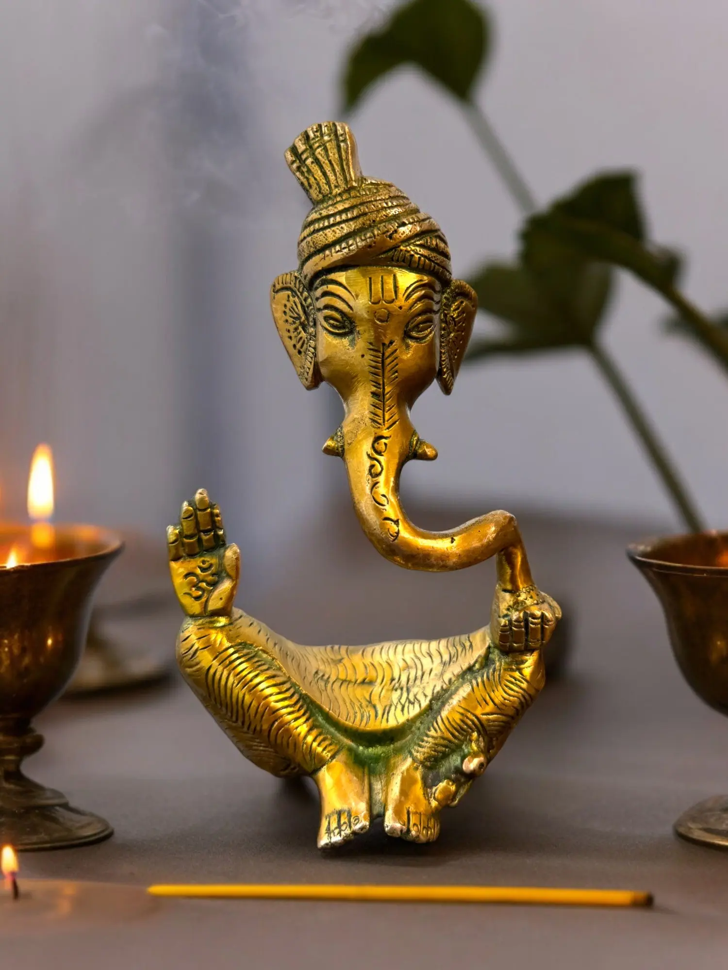 Beautiful Antique Brass Moder Lord Ganesha Idol or Statue with Pagdi for Mandir , Home Décor , Indian Festive Décor Indian Decor Gift