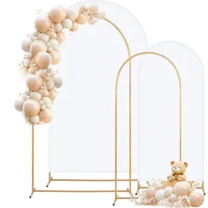 Metal Arch Backdrop Stand and Cover Set, 7.2FT, 6FT Party Backdrop, Easy to Assemble, Backdrop Stand for Parties, Birthday,  Shower