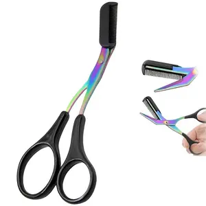 Professional Eyebrow Trimming Kit with Comb, Stainless Steel Razor Blade, Detachable Colorful Small Comb, Beauty Grooming Tool Set