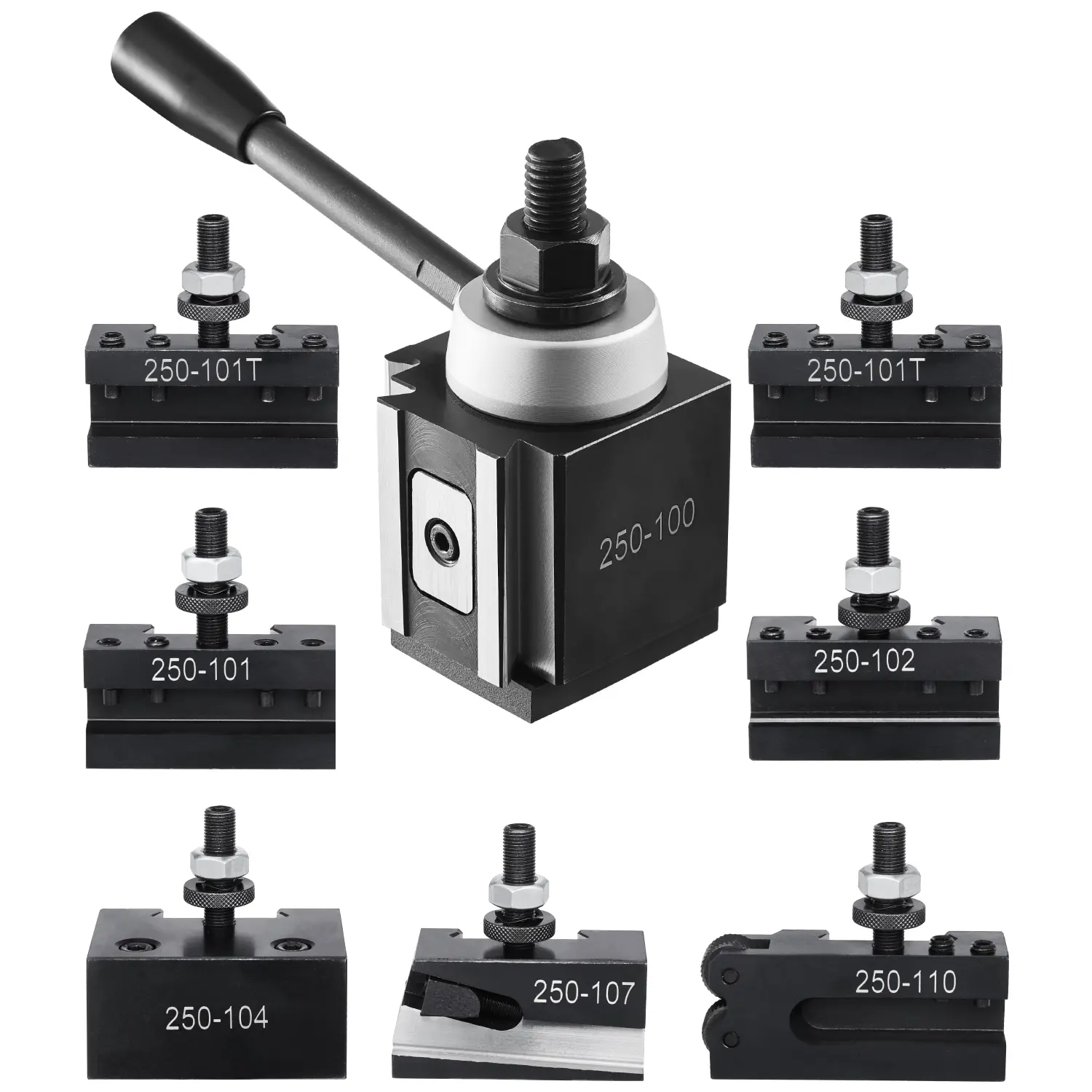 【Summerfinds】VEVOR Quick Change Tool Post Set 8 PcsIncludes Lathe Tool HoldersWedge Type Tool Post with Turning Tool Holder AccessoriesFit for Mini Lathe & Metal Lathe 6"-12" SwingDurable Steel Material