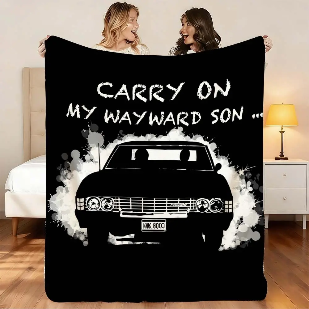1pc Cozy Black Blanket for Bedroom or Sofa | Stylish Printed Car Design for Relaxing or Camping | Perfect Comfort for Your Nap or Watching TV