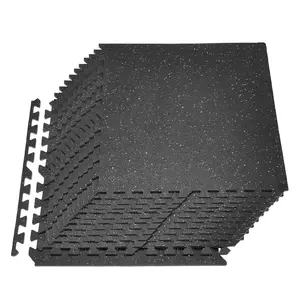 VEVOR Puzzle Exercise Mat, 24 PCS Fitness Equipment Mats, 24 x 24 x 0.4 in, High-Density EVA Foam Mats Set, Interlocking Rubber Soft Tiles, Protective Floor Padding with White Dots for Home Gym Office