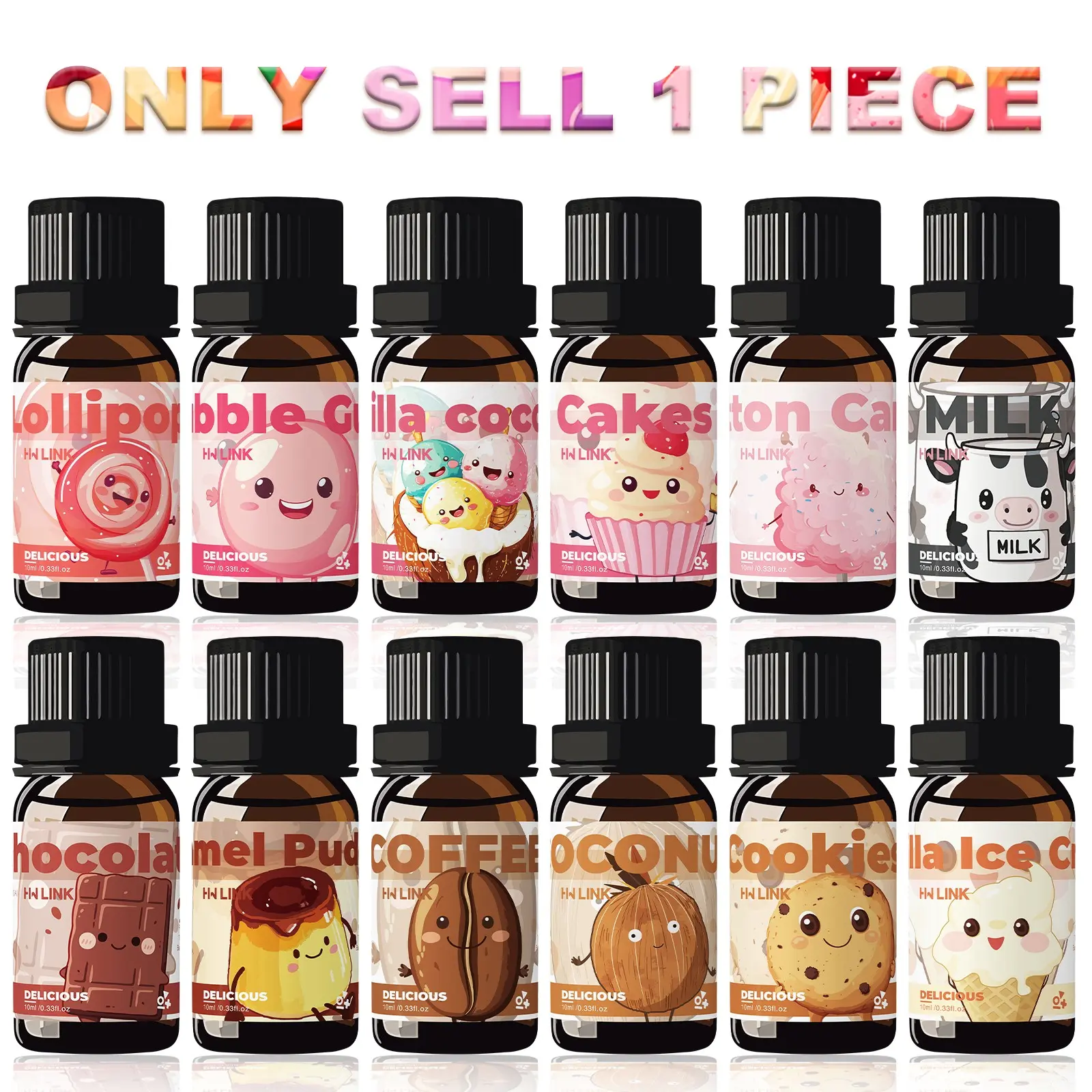 10ML Delicious Essential Oils, Aromatherapy, Wellness, 12 Food Scents, Home Life, Candle Making, Alcohol-Free, Long-Lasting, Humidifier & Diffuser, Massage, Gift