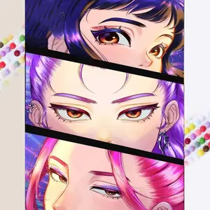 1 DIY handmade diamond painting kit, 5D diamond art set, DIY decoration, purple hair, pink hair, starry sky diamond painting kit with full round diamonds, mosaic, diamond art, DIY art home decoration, suitable for Christmas