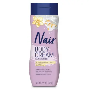 Nair Body Cream Hair Remover, Oat Milk & Vanilla, Body Hair Removal Cream for Women, 7.9 oz