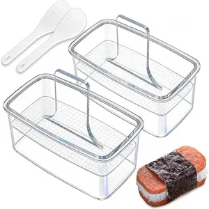 2 count Clear Musubi Press Mold, Non-Stick Musubi Maker,  Onigiri Mold Sushi Press for Hawaiian Musubi  DIY (with 2 Rice Ladles)