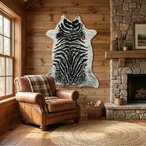 Vintage Wild Zebra Skin Replica Wall Hanging, Tiger Pattern Animal Skin Design, American Style Living Room Decor