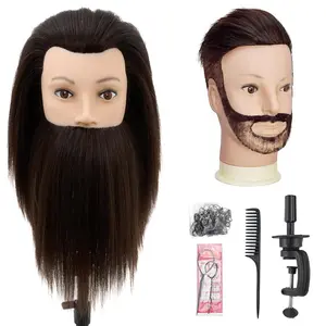 Male 10" Mannequin Head with Hair, Barber Training Manikin Head for Cosmetology Hairdresser Hair Styling Practice (black)