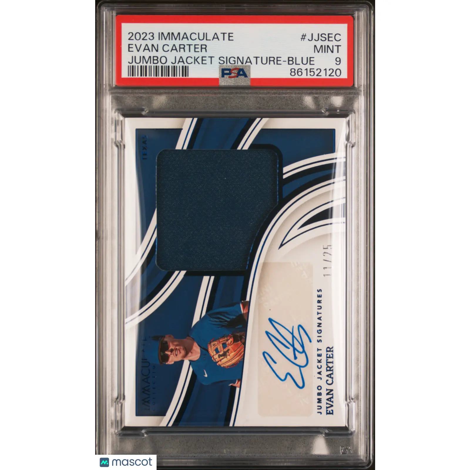 2023 Panini Immaculate Collection Jumbo Signatures Evan Carte PSA 9 Baseball