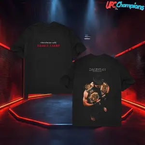 Islam Makhachev Double Champ Tee, UFC Shirt, UFC MMA Fan Custom Graphic Design, Gym Wear, Gift for Fighters, Sports Apparel