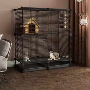 Small Hamster Cage Squirrel Cage Indoor Home Use Rabbit Hutch Large Villa Golden Bear Hamster Cabinet Cage, Pet Supplies