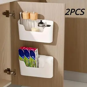 Punch-free Cabinet Door Organizer, 2pcs Wall-mounted Box, Kitchen Organizer Storage Box for Kitchen, Bathroom, Office, Bedroom, Kitchen Home Storage