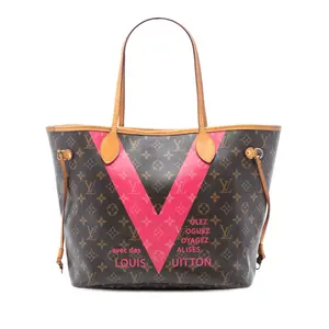 Pre-owned Louis Vuitton Canvas Coated, Leather Travel Bags Neverfull NM Tote Limited Edition Cities V Monogram Canvas MM by Rebag