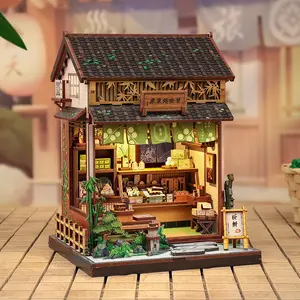 Kanmi Dokoro Kurihara DIY Book Nook Kit with Sensor Light, Japanese Miniature Dollhouse, Wooden 3D Puzzle Dessert Shop Gift