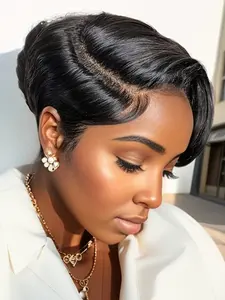 Short Pixie Cut Glueless Bob Wig 13x4x1 Lace Wigs, Human Hair Wigs Pre-Plucked for Women, Natural Hairline with Baby Hair