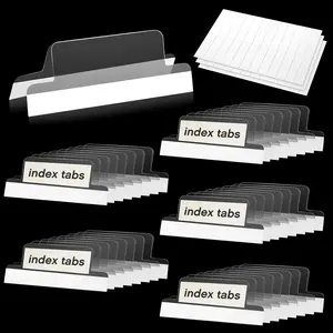 1.5 Inch Insertable Self Adhesive Index Tabs, with Paper Printable Inserts Clear File Folder Tabs Sticky Tabs for Notebooks Plastic File Folder Tabs Clear Sticky Tabs for Book Page (50 Pieces)
