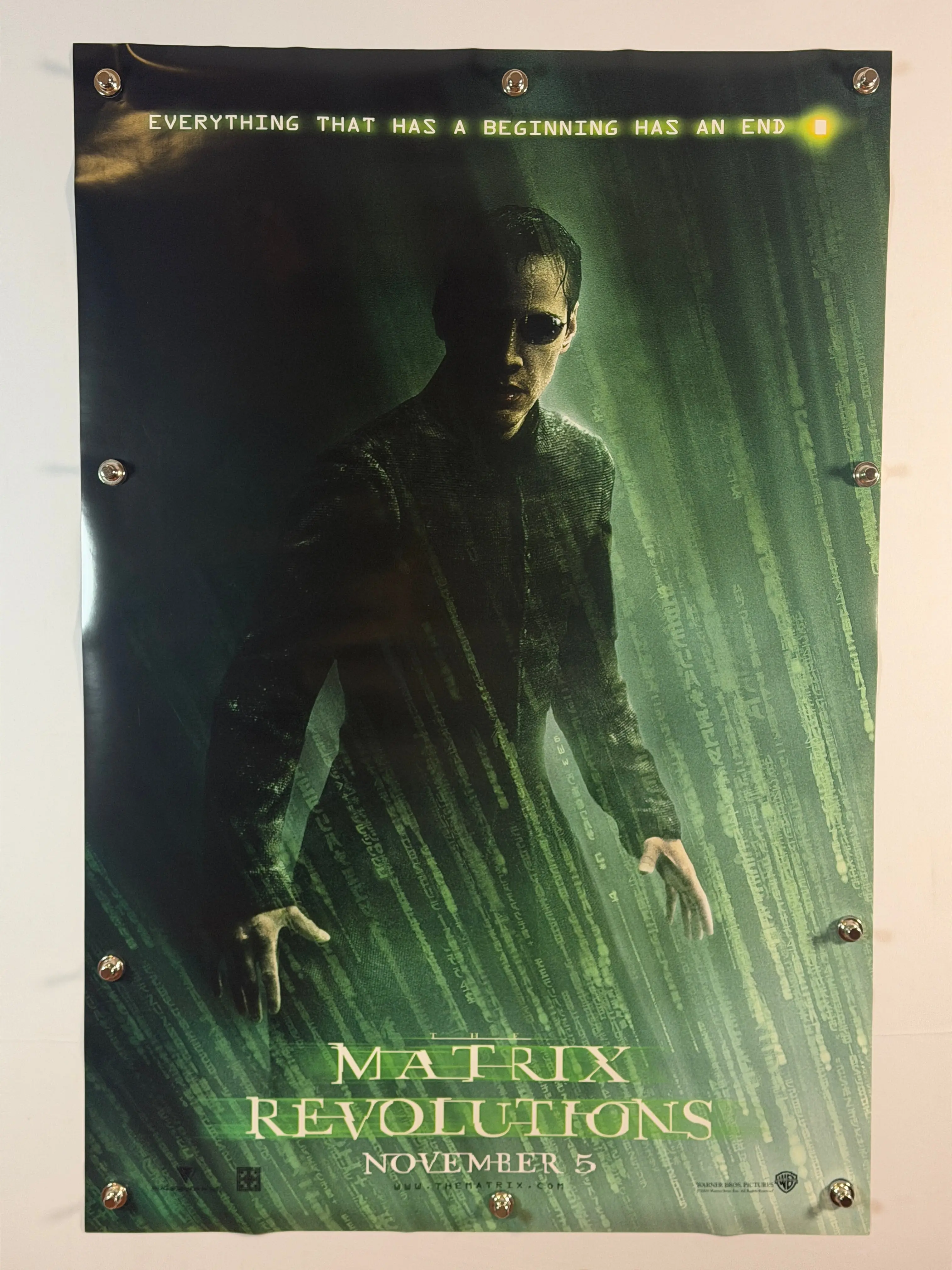 THE MATRIX REVOLUTIONS 2003 Original Film on Paper Movie Poster Decor, 27x40 DS Rolled Teaser "Beginning", Keanu Reeves Adventure Artwork, Tube-Included Home Decor Wall Art Print