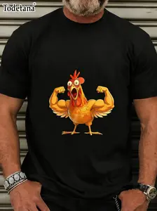 Graphic T-Shirt Unisex Funny Chicken shirts, Chicken T-Shirt, Round Neck Short Sleeve Tee, Lightweight Breathable, Dropped Shoulder, Summer Casual Daily Wear for Easter, Thanksgiving, Christmas Spring Statements