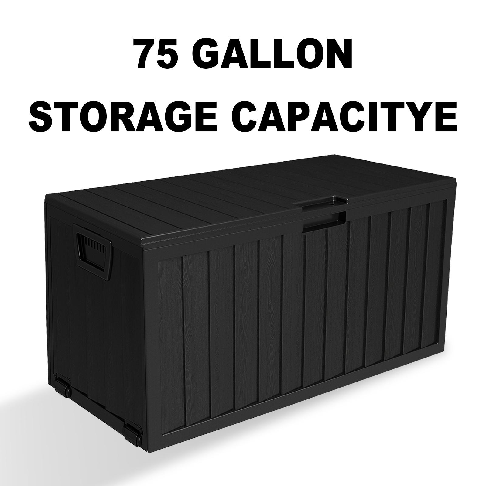 75 Gallon Heavy-Duty Waterproof Outdoor Storage Box with Flip-Top Lid & Large Deck Box Suitable for Pool Accessories, Tool Chest