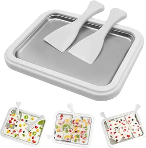 2026 New Model Stainless Steel Ice Cream Maker with No-Power DIY Ice Cream Tray, Italian-Style, Easy-to-Use Easy-to-Clean Kitchen Gadget for Family Parent-Child Activities