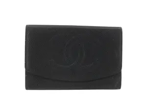 Pre-owned CHANEL an shown wallet caviar leather folding wallet