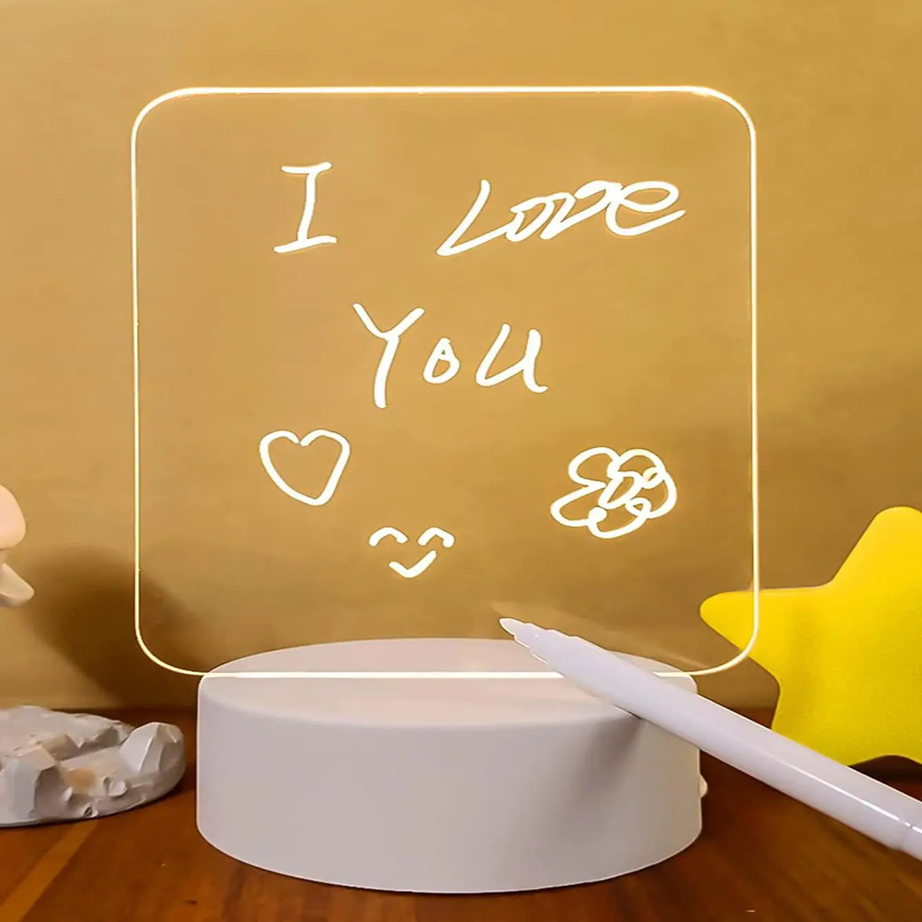 3D Bulletin Board Night Light, USB Powered Handwriting Night Light With Painting Brush, Protable LED Light, Creative Decorative Lighting For Living Ro