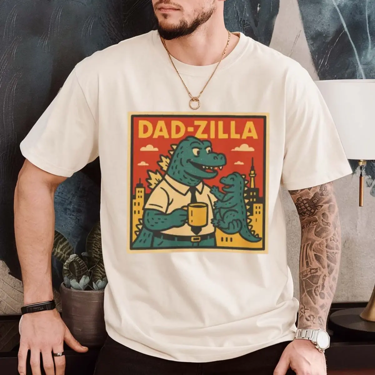 Dadzilla T Shirt: Retro Comic Dad Gift Tee, Dadzilla Father's Day, Graphic Tee, Funny Monster Dad Snack Lover Shirt, Gift For Dad, Unisex Short Sleeve Tee, Graphic Streetwear T-Shirt