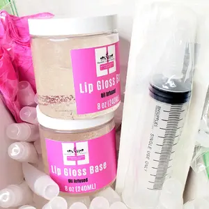 Clear Gloss Base Kit with Organic Coconut Oil for Long-Lasting Lip Gloss - Color Glossy Lipstick Lipgloss Makeup