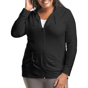 Women's Full Zip Slub Hoodie Plus Size Hot
