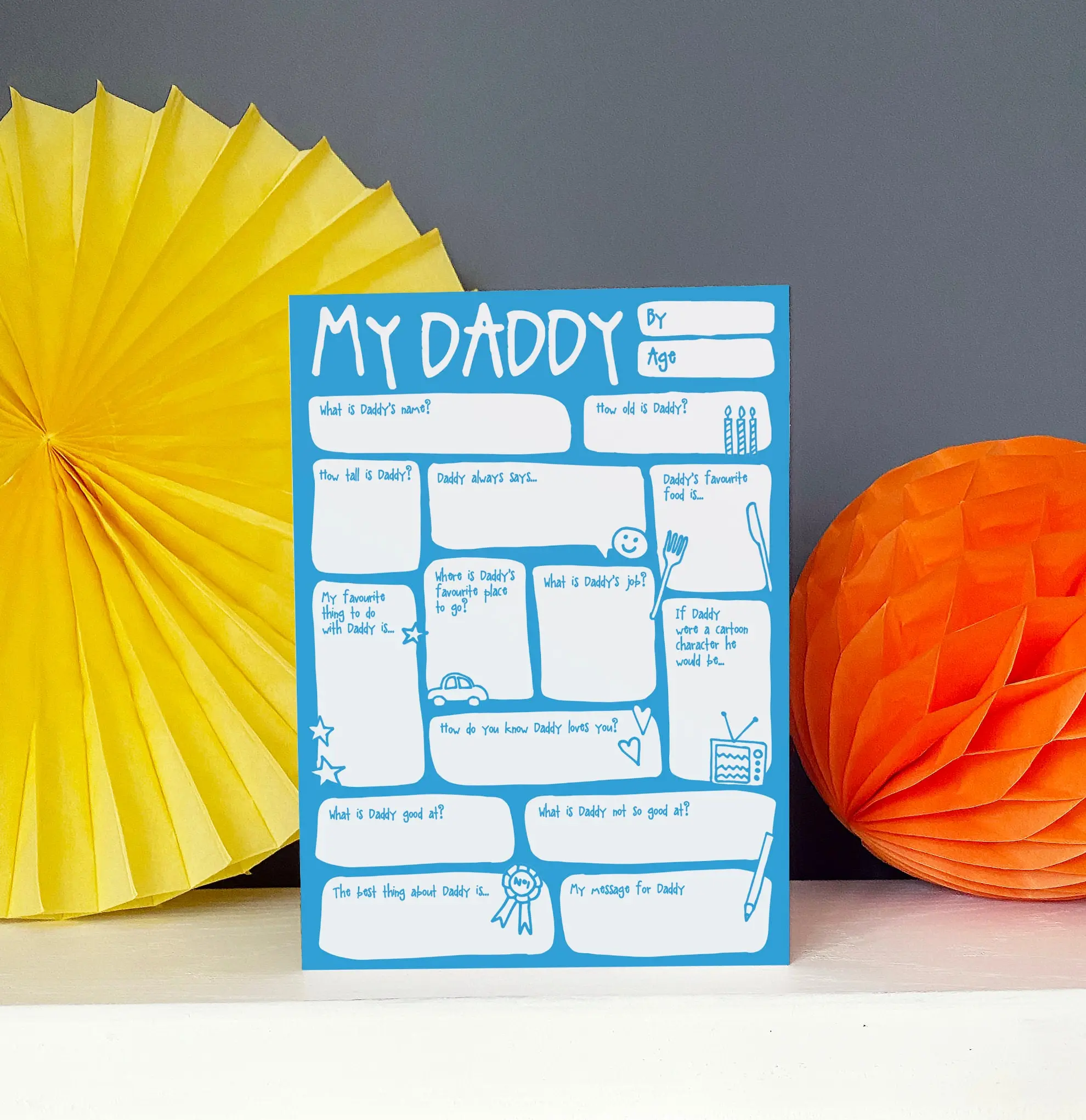 [Made in US] Daddy Father's Day / Birthday Card - Personalised Fill In Blanks Interview Q&A Keepsake Funny Best Daddy Toddler Children DIY Greetings Card