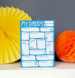 [Made in US] Daddy Father's Day / Birthday Card - Personalised Fill In Blanks Interview Q&A Keepsake Funny Best Daddy Toddler Children DIY Greetings Card