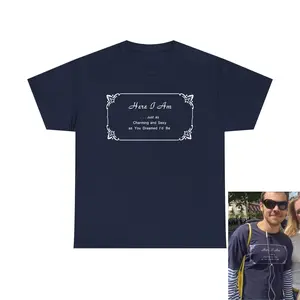 "Here I Am" Harry Styles Quote T-Shirt, Fine Line Song Lyric Tee, Dark Navy Blue Unisex Graphic Shirt, Fan Merch, Indie Aesthetic Clothing